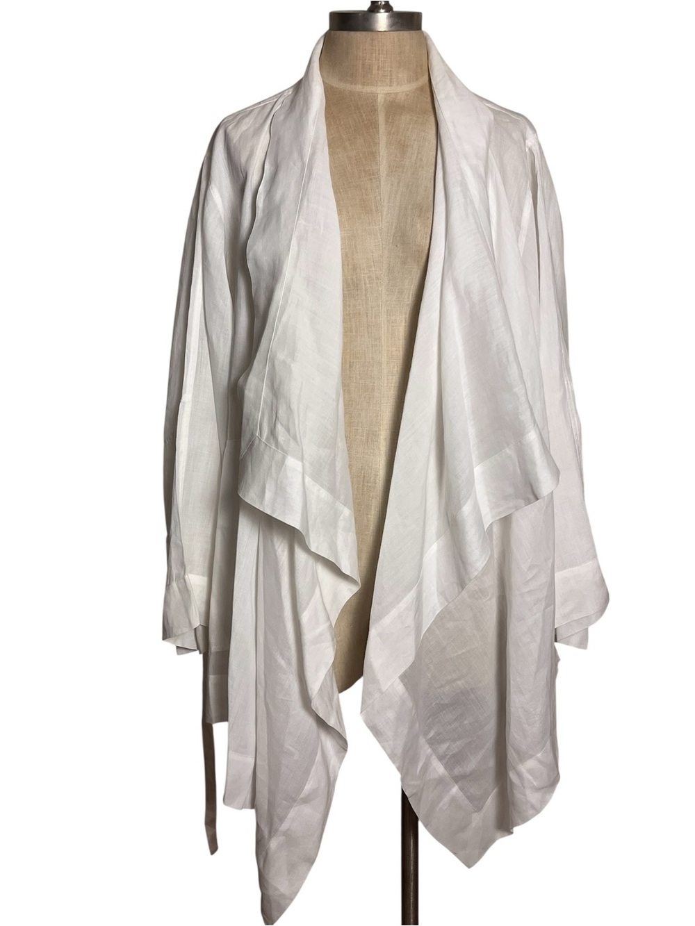 NWOT OSKA Ramie Open Front Drape Jacket / Cardigan Lagenlook – White – Size II